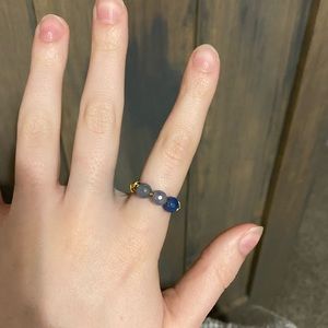 Handmade Good Metal Wired Ring - Blue Quartzite Stone